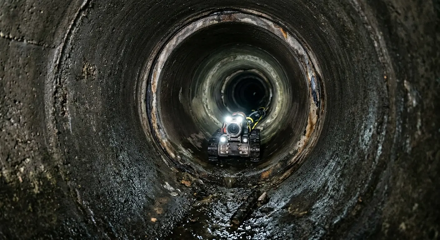 Robotic sewer camera inspecting pipe interior for Sewer Line Repair in Pittsfield